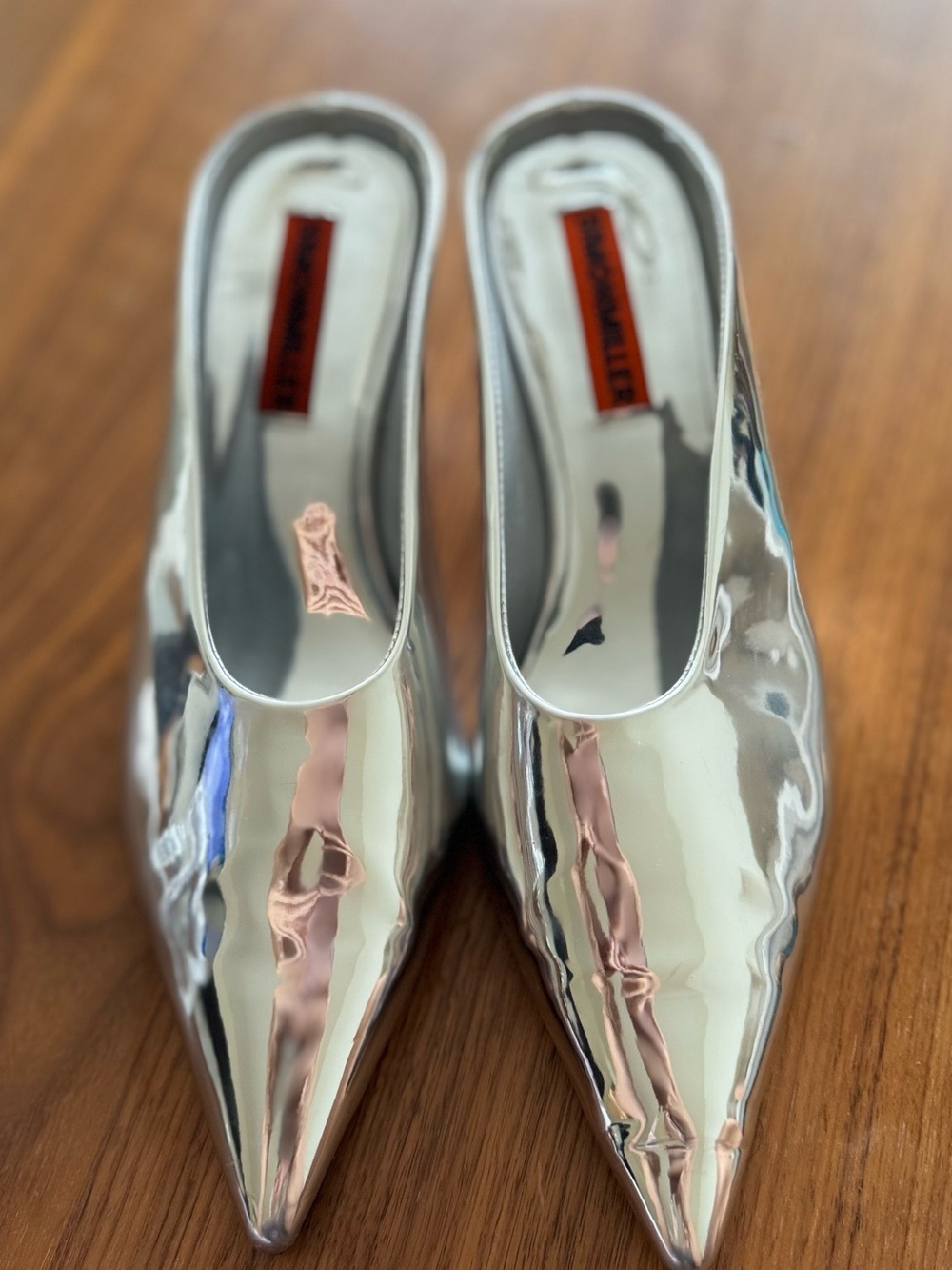 Simon Miller Metallic Silver Pointed-Toe Slip-On Mules - Picture 7 of 9
